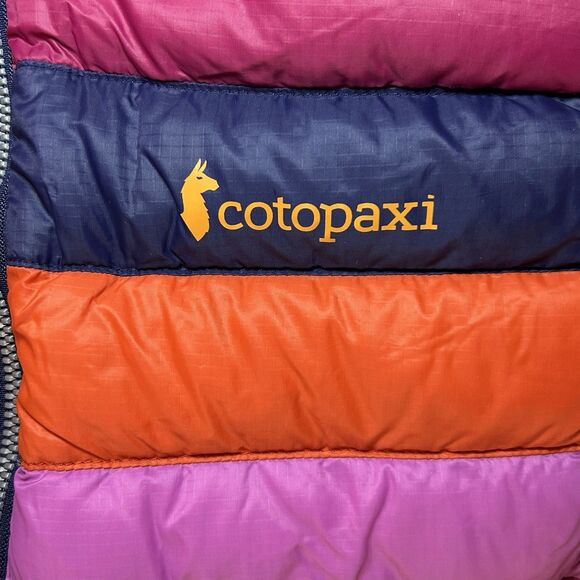 Cotopaxi Fuego Ultralight Down Vest Pink Orange Stripe Puffer Women's Size M - Picture 2 of 12
